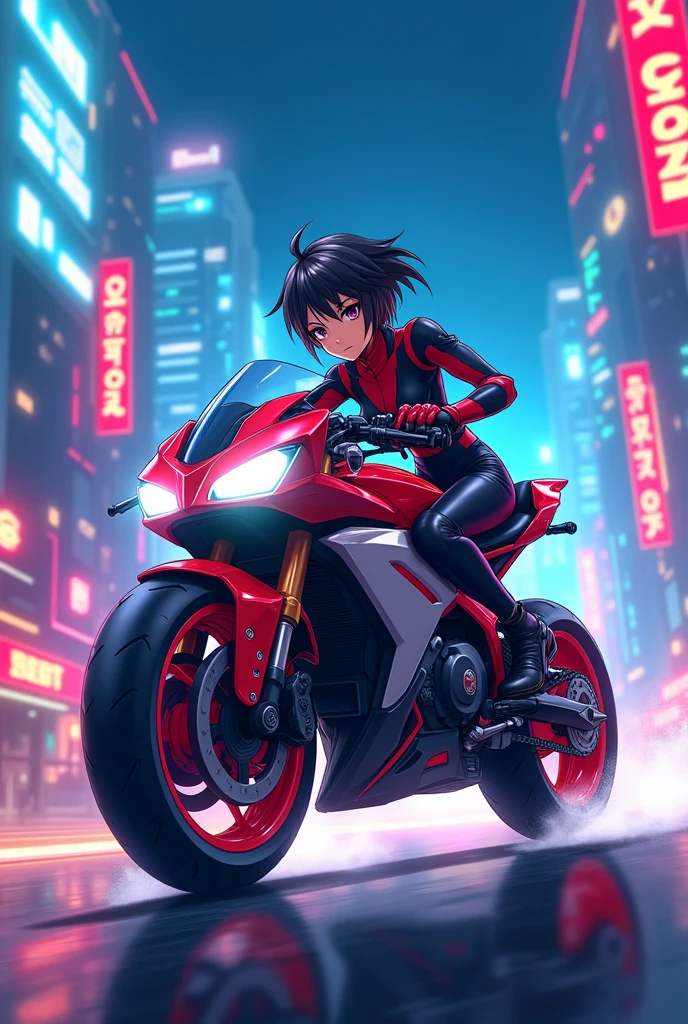 Anime character with NS bike in anime version NS bike in 2d anime
