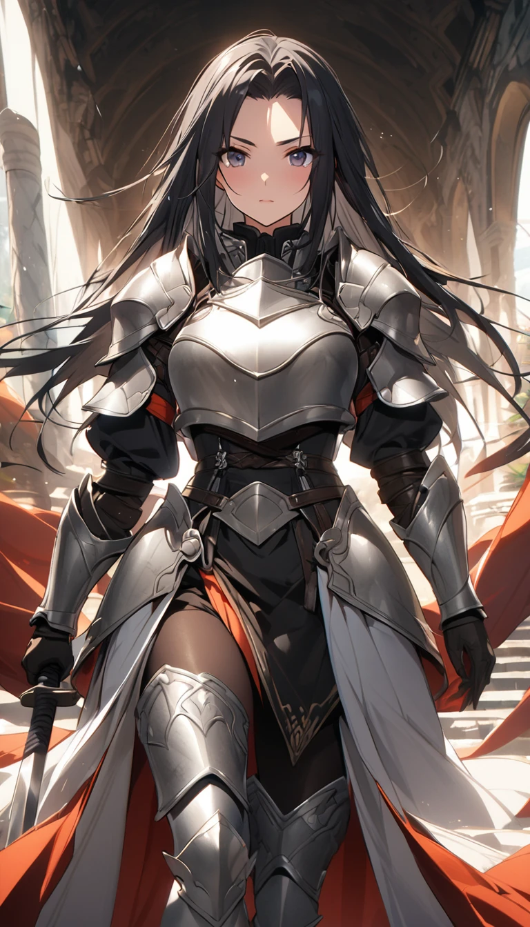 Ultra-high definition image quality、beautiful girl、Female Warrior、Female Swordsman、Light Armor、Silver Boots、Long Hair、knight&#39;hair ornaments、Black Hair、20-year-old、Be confident々face、Very short tight skirt、Sexy posture、wilderness、Highest quality,Big Ass、Big Breasts、Thighs、Grabbing the spear、Gorgeous embroidered lace panties、Joan of Arc style clothing、Wind King Barrier、Her hair is blowing in the wind、The Sword of Promised Victory、god々Wearing a bright aura、Big Ass、Valkyrie the War Maiden、Crotch close-up、Angle from directly below、Squat with your legs apart、（Confused eyes）、３White eyes、（Female Demon Lord）、Evil forces、cruel