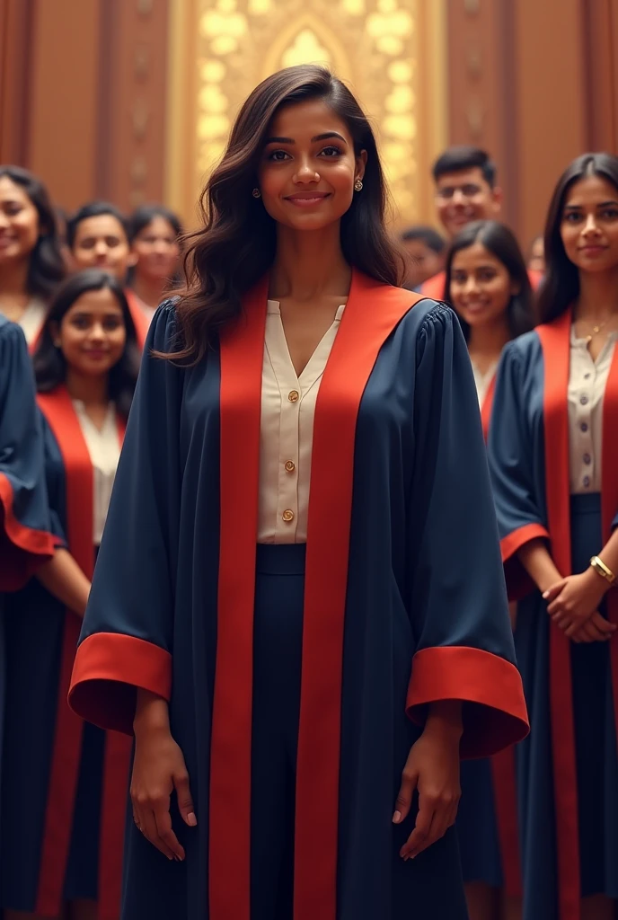 Generate an ai image of icai convocation of anushka who is a dusky girl with hour glass body but broad hips she's 5'2