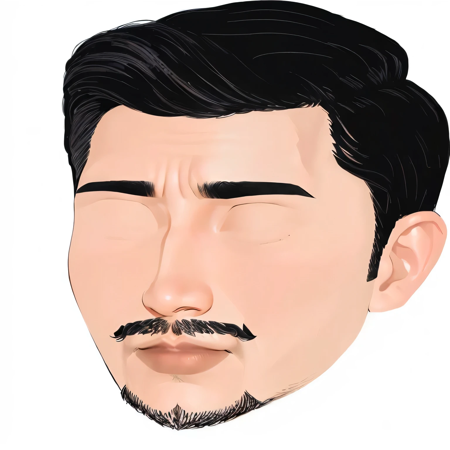 a close up of a man with a beard and a mustache, markiplier, detailed face with moustache, man face, in style of kentaro miura, asian face, detailed illustration portrait, with very highly detailed face, realistic detailed face, digital illustration portrait, 2d portrait, asian male, vector style drawing, with mustache, single realistic face, handsome detailed face
