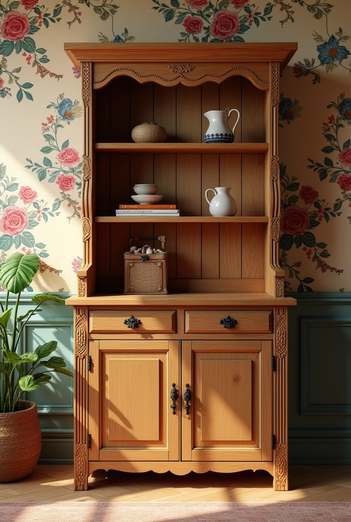 A wooden furniture for wallpaper