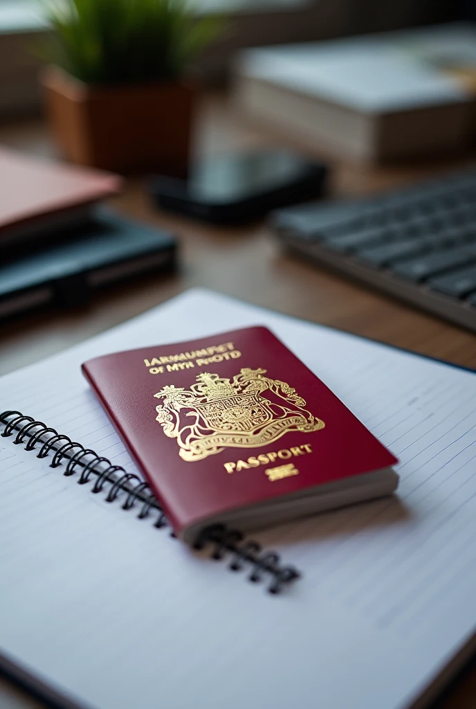 New British passport on desk