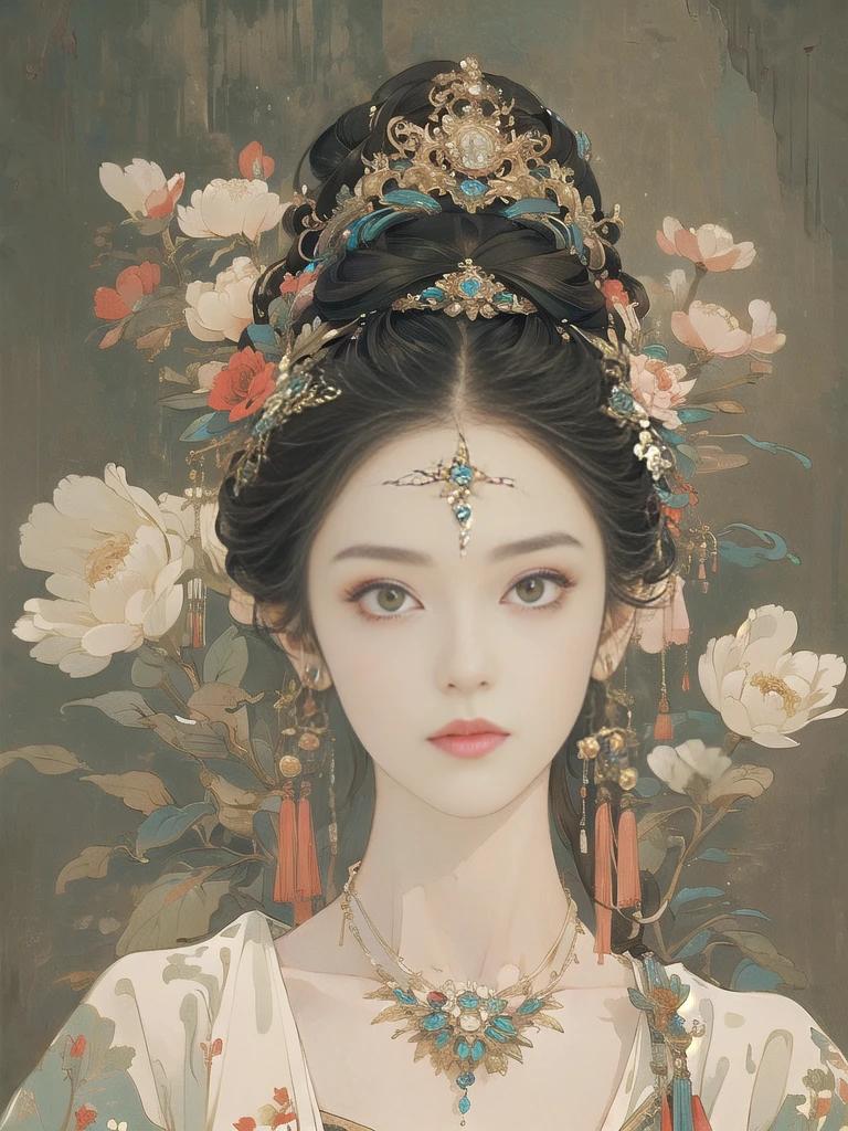 (8k, best quality, masterpiece),{Practical, original photo, Ultra-fine transparent, image, (Influenced by Yoshitaka Amano's style:1.6)}, Practical Light, Delicate skin, (Beautiful slim woman, 2, Court Knight:1.5), Thin legs, Fine particles, Long white hair, Detailed fingers, Thin, sex, Ecstasy expression, Dynamic and sexy posture, (Huge, sexy, firm breasts:1.4), (Sexy commander's armor, Long skirt, Long red cape, boots:1.2),(The armor has a larger chest opening;1.6), Exposing breasts, (Arcadia, Flower Storm, Many flowers:1.8), Unobscured,Beautiful scenery, (Flowers, birds, Wind and Moon, Phoenix:1.5),