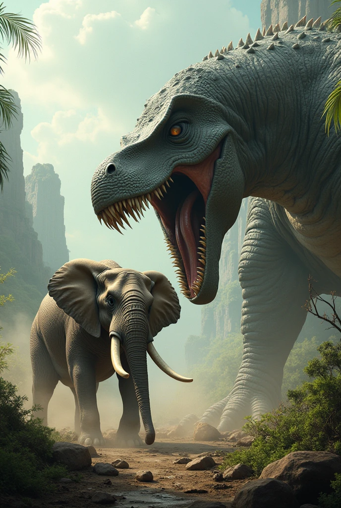 Elephant vs dinosaur fighting