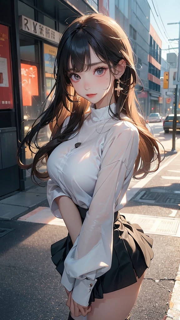 Photos of beautiful women, Playing with vibrators in the middle of the street,（Butt leaking）， [transparent](student，Miniskirt:1.47), Natural breasts, The breasts are so big that they tear the clothes,Damaged clothes，The face is flushed (Willow Waist, Perfect body curves), earrings, Clear focus, (tall and big, Adult women), ((Looking into the distance)), (High Detail Skin, Skin pores:1.4)