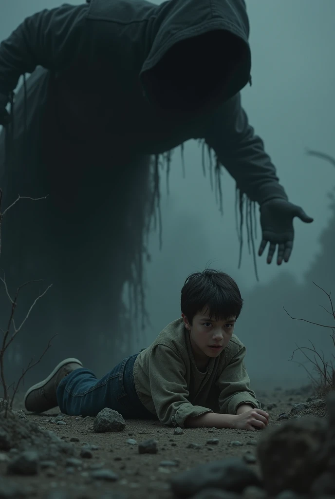 ((Highest quality)), ((masterpiece)), (horror movie posters:1.5), A grey female pigeon wearing an off-white collared short-sleeve shirt, a light brown vest, a knee-length black skirt, dark green socks and black shoes, Female Pigeon vs Jason, Running from Jason, Muscular grey female pigeon、Photorealistic images, Horror movie title「Jason vs Soraroid」Write,