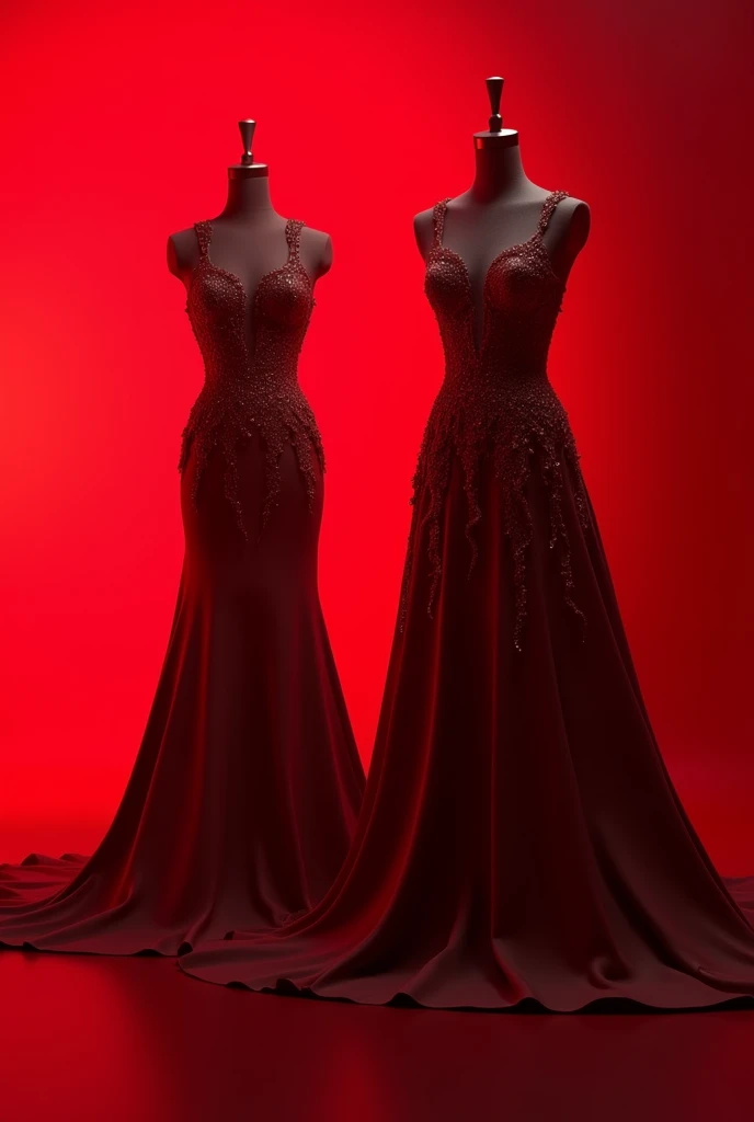 Redhead girl in long black and red dress full body ,three positions 