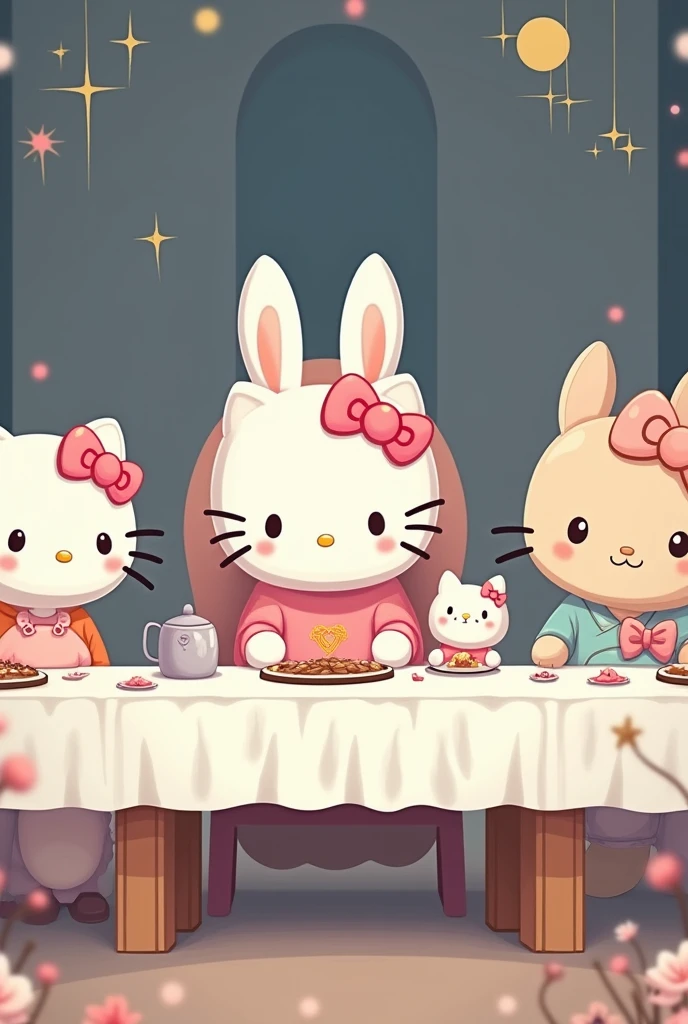 Generate an image of the Last Supper,but instead of Jesus and his apostles, that Hello Kitty and her friends are here, It is essential that Pompompurin is. Let everything be beautiful and aesthetic,in pastel tones but with contrast,like dreamcore,but let it be the last supper, Do it well, that it is the same as the painting of the last supper, that Pompompurin and the Dr Hello Kitty friends are here, Do it well,en horizontal
Horizontallll, where is Pompompurin, Pompompurin ,shit, I want to see all your friends,Not just the Hello Kitty troll