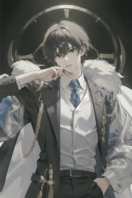 masterpiece, Highest quality, One person, Men's Center, Transcendent Handsome, Residential Street, fence, Spindle Tree, Afternoon Sun, On the way home from school, school uniform, Backpack, Flock of birds, From the side, Depth of written boundary、Clearly、