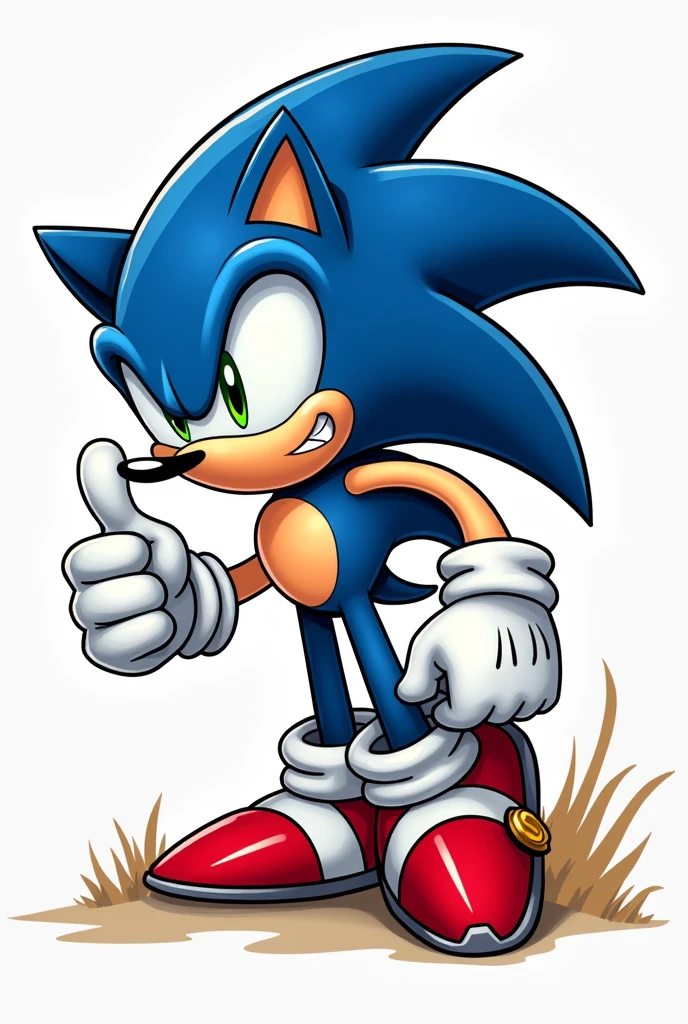 I want you to generate an image of Sonic the Hedgehog to make me a tattoo , that resembles that of IDW video games and comics , that the character is facing forward but not completely but rather a dynamic and cool angle with a cool expression