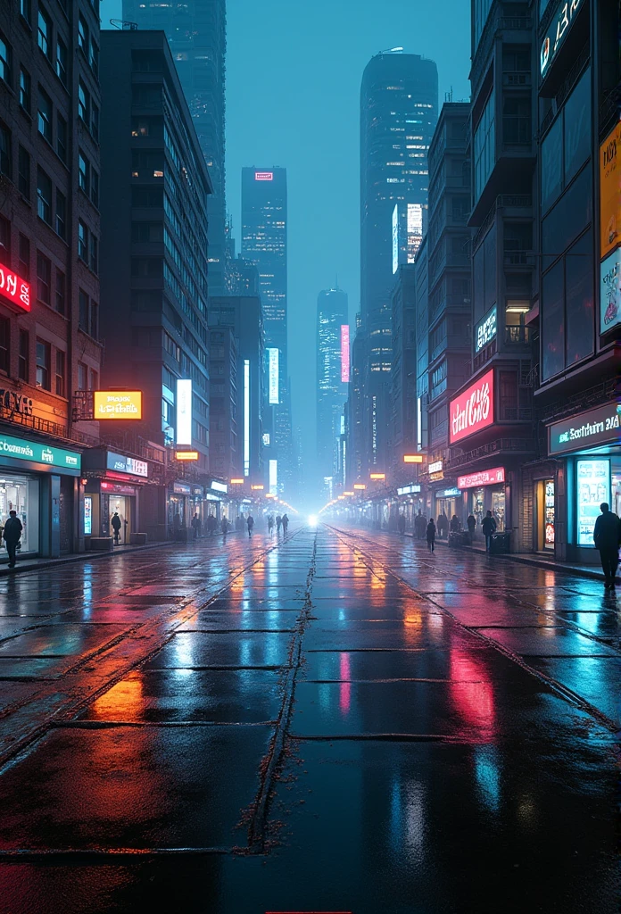 Wet reflective pavement, Cyberpunk City，architecture， Front view, Future city background, Prime Time, [Cyberpunk Night City:1.3], 8K DSLR, sharp, Thank you Sharp, Intricate details, masterpiece, Golden Ratio, best quality, HDR, Reality, Crazy quality, best quality, Extremely detailed, Highest detail, Very detailed, Rich in details, detailed, Practical, 8K Ultra HD, high quality