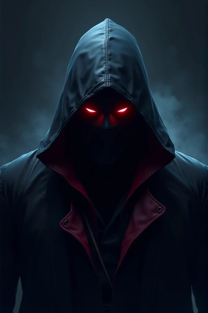 "Design a gaming logo featuring a shadowy assassin, with a hood and glowing eyes barely visible in the dark. The character should have sharp, defined edges with a sleek, stealthy appearance. Use a dark color palette with subtle red or blue highlights to add intrigue and intensity. The logo should evoke a sense of mystery and danger."