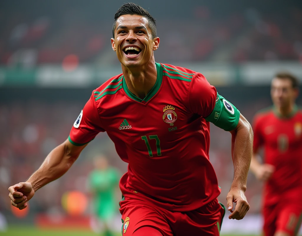We need an image of Ronaldo and that image of him dancing after the team wins. Real image