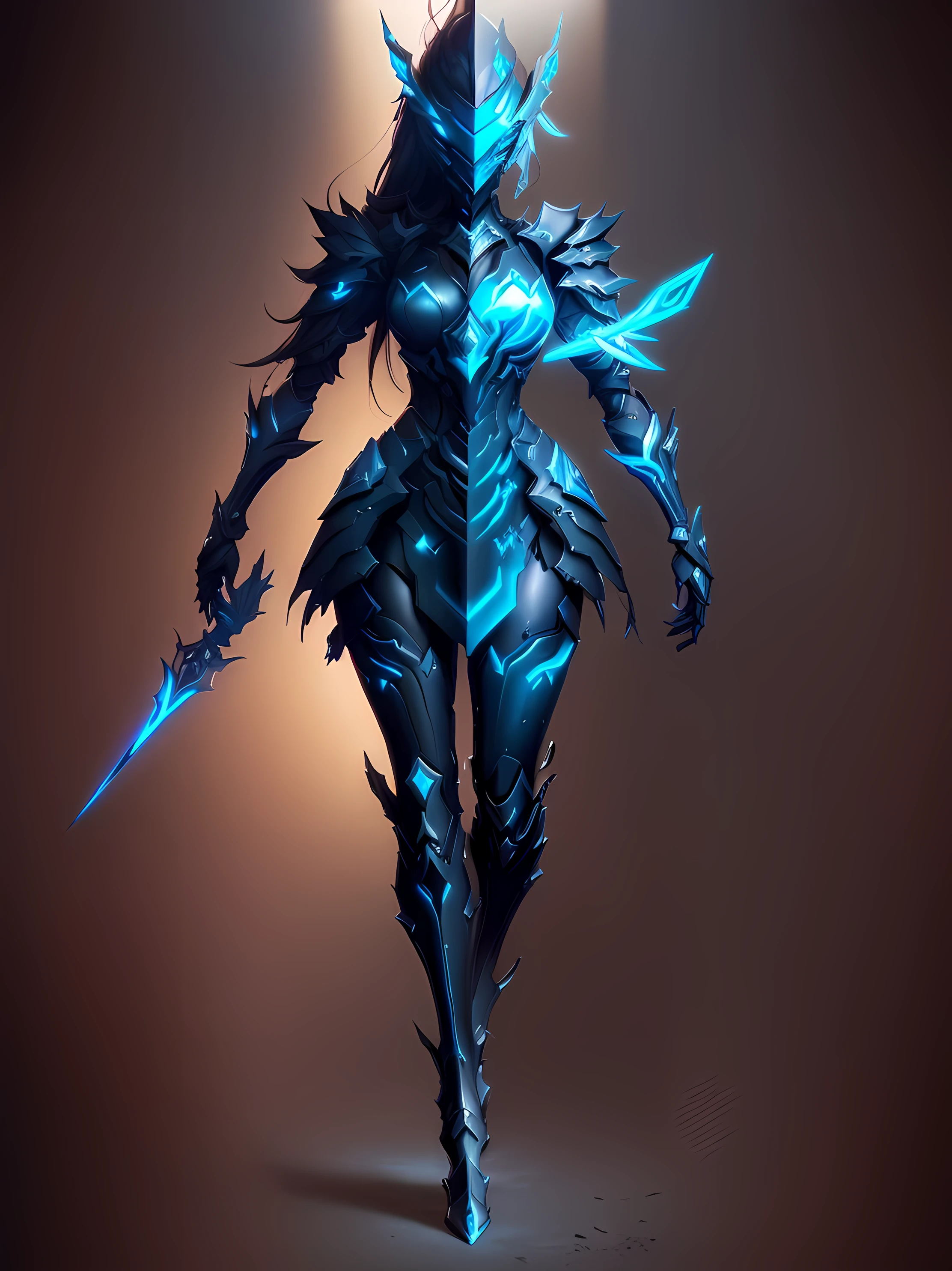 anime character with sword and armor in a dark background, detailed warframe fanart, hard edges concept art, high detail concept art, exquisite warframe fanart, crystalline skin, concept artstyle, warframe concept art, sleek glowing armor, detailed full body concept art, of a beautiful female warframe, detailed digital concept art, warframe armor