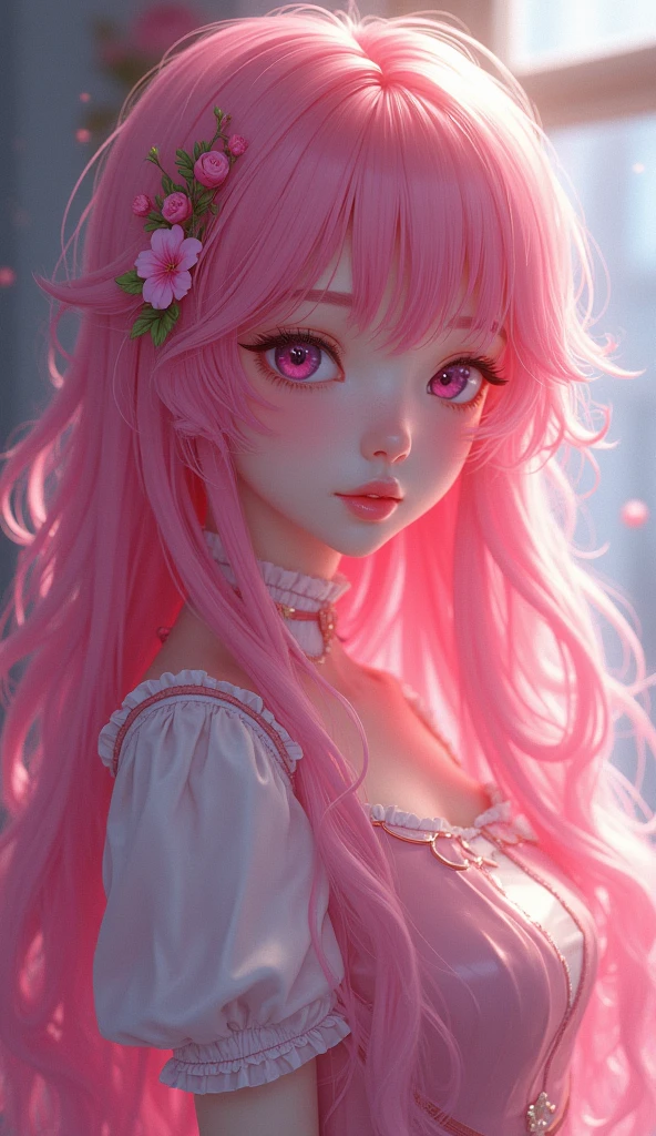 anime ,A beautiful girl with long pink hair in a uniform, detailed face with large expressive eyes, detailed lips, long eyelashes, sailor moon, magical girl, fantasy, soft lighting, vibrant colors, cinematic composition, digital art, highly detailed, masterpiece, (best quality,4k,8k,highres,masterpiece:1.2),ultra-detailed,(realistic,photorealistic,photo-realistic:1.37)