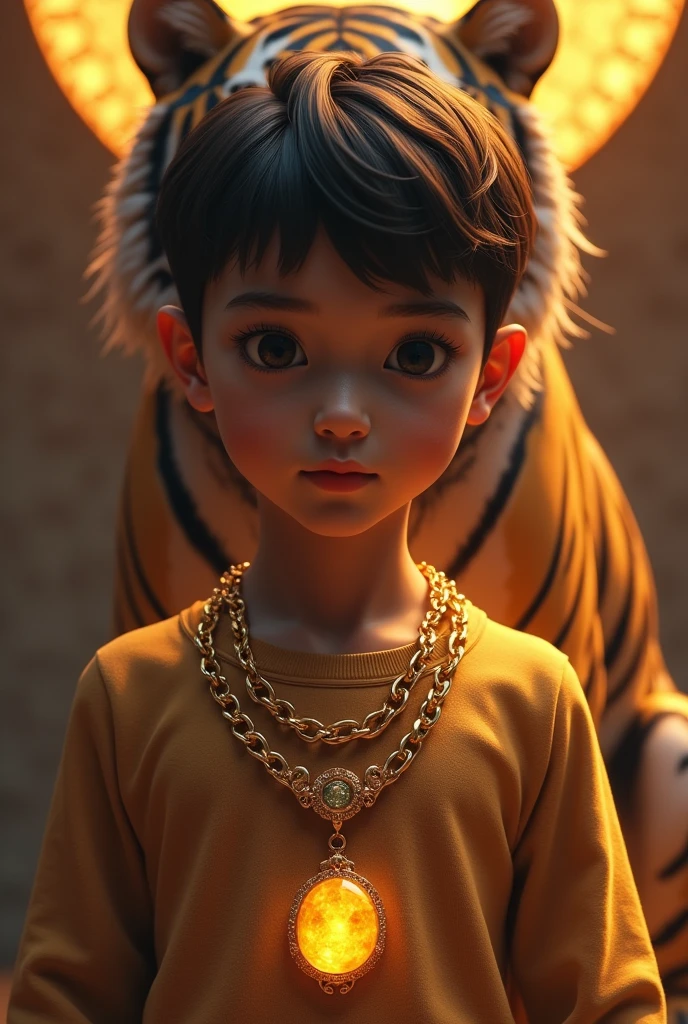 Make a diamond Make a picture of a tiger Very beautiful Make a statue Make a chain Gold chain An amber Make a team chain around the neck boy