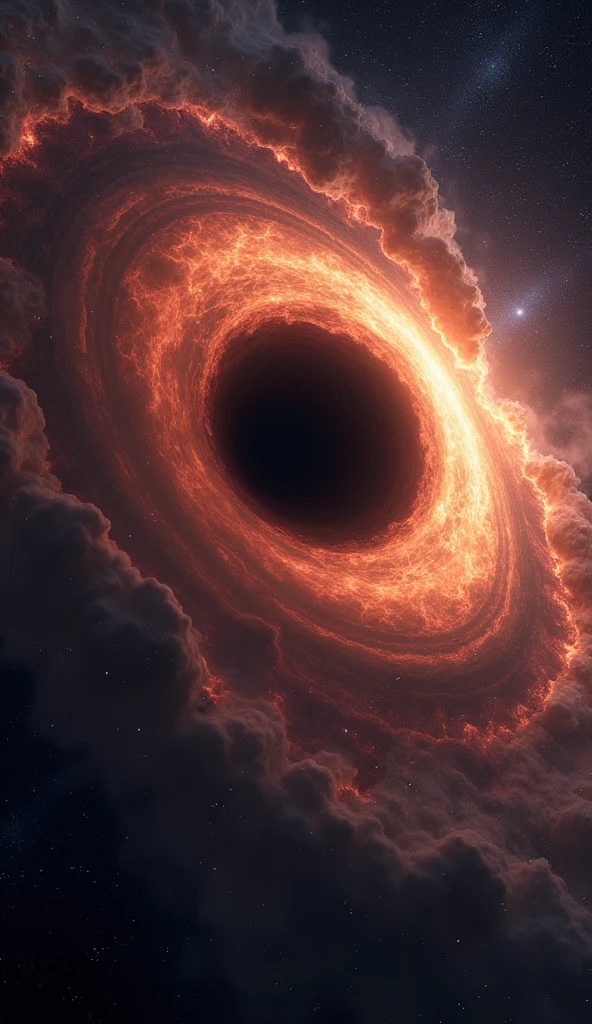 Mysteries of Black Holes
"An artistic representation of a black hole seen from a safe distance, pulling in a stream of material from a nearby star. The black hole is surrounded by a brightly glowing accretion disk, and the background is filled with stars and distant galaxies, capturing the powerful and mysterious nature of black holes."