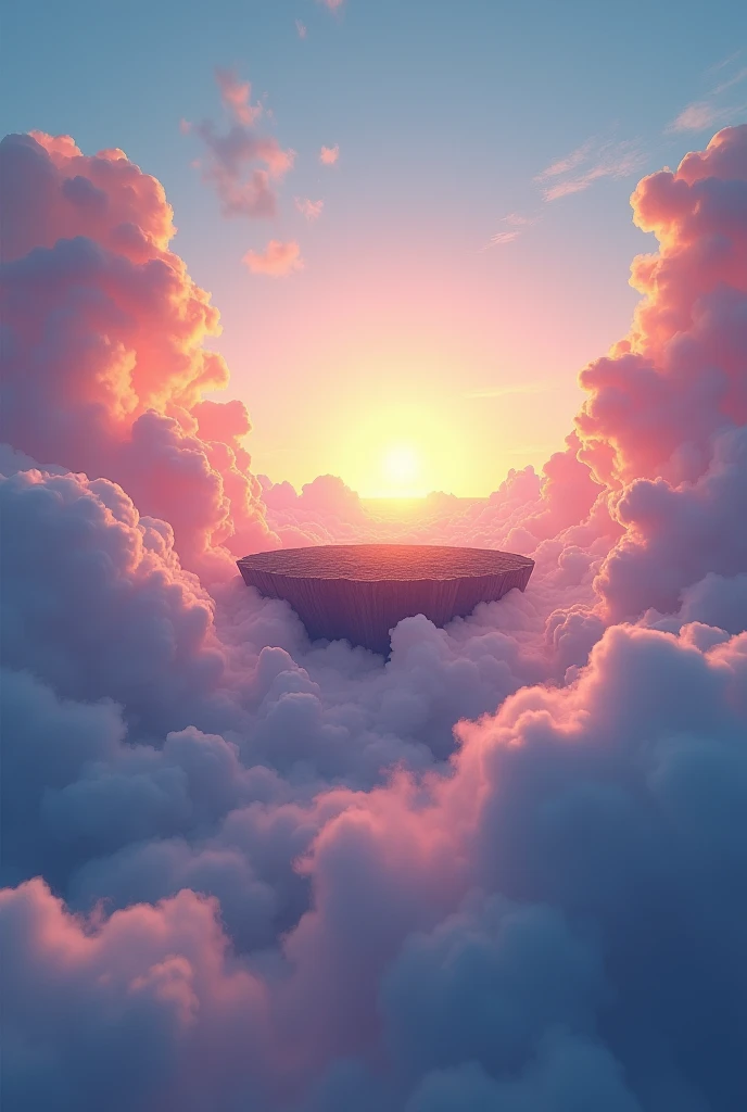(photorealism: 1.2), photorealistic in the heart of the clouds, full of sunset colors, blue, pink