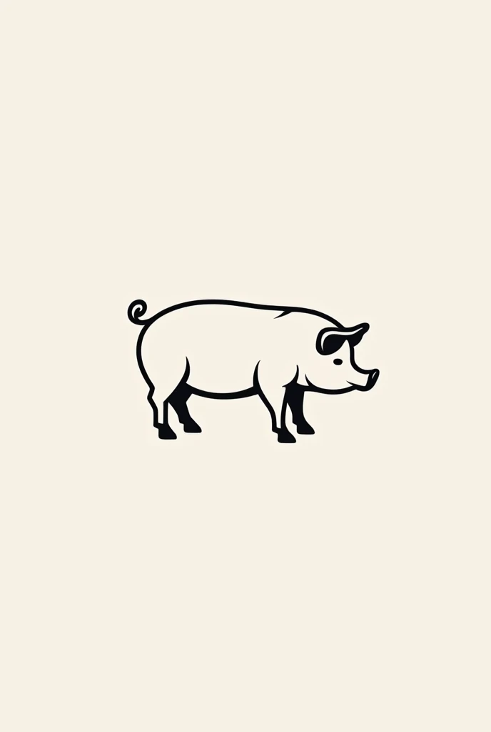 Create a minimalist, line-art logo of a pig in 4K resolution. The design should be sleek and simple, using only clean, continuous lines to define the pig's shape. The logo should be entirely monochromatic, using a single color to emphasize the minimalistic aesthetic. The pig's form should be easily recognizable, yet abstract enough to maintain a modern and elegant feel. The lines should be smooth, with no additional shading or textures, keeping the design pure and focused on the simplicity of the line art.