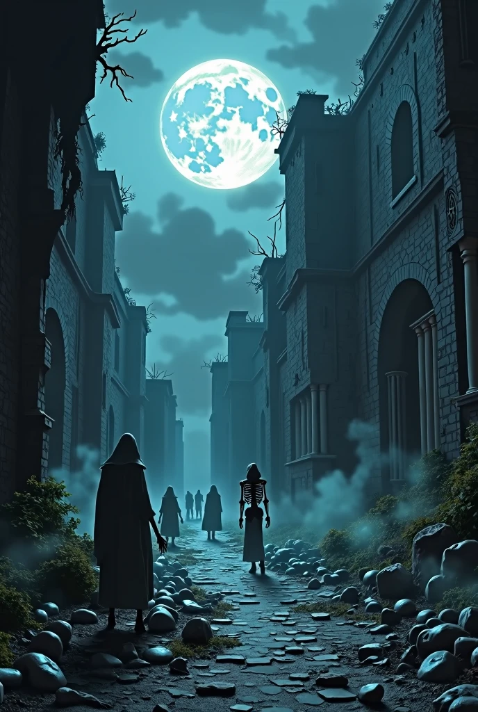 Dark fantasy、Boneyard、Bone、Halloween、Beautiful Full Moon、Ancient City