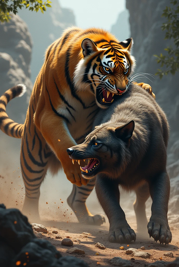 The tiger killed the wolf
