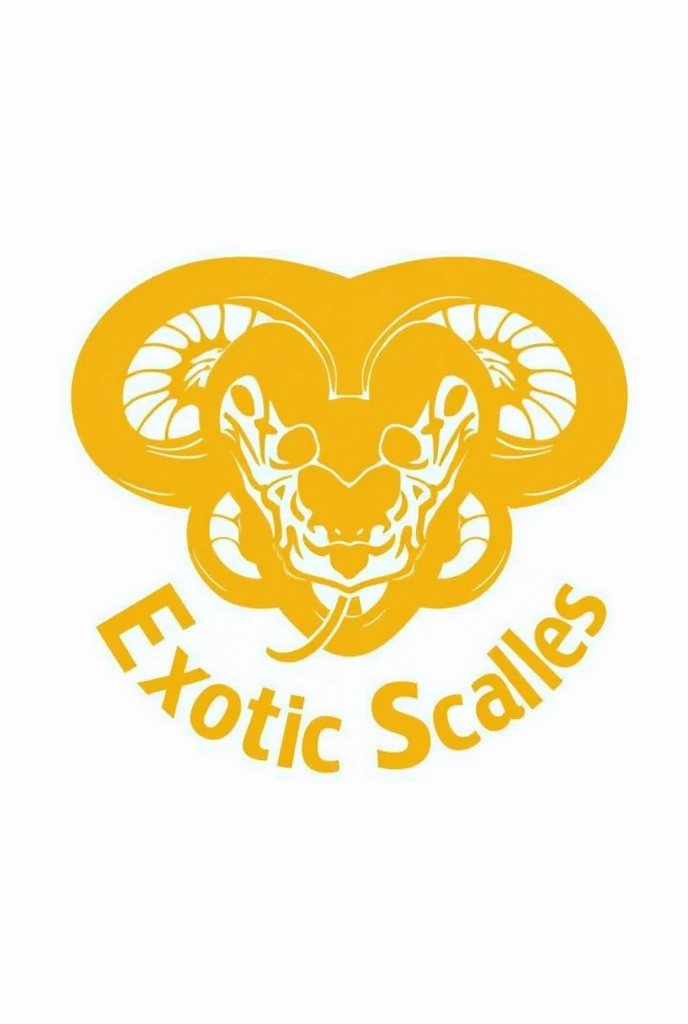 Create a white background logo for a snake farm using the face of a yellow and white python with the basic elements of a python&#39;s face looking out to the horizon, The logo must have bright colors and an allusion to Freemasonry. The python snake must be characteristic and below the logo put the name. " Exotic scales" Create a bold and eye-catching logo