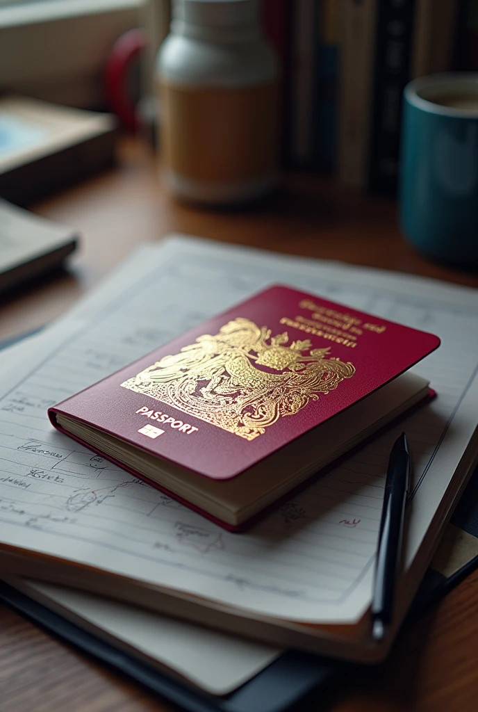 British passport on desk