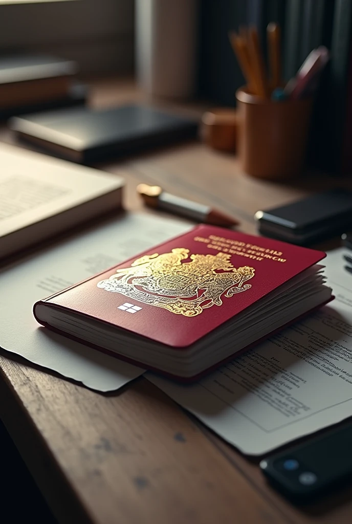 British passport on desk