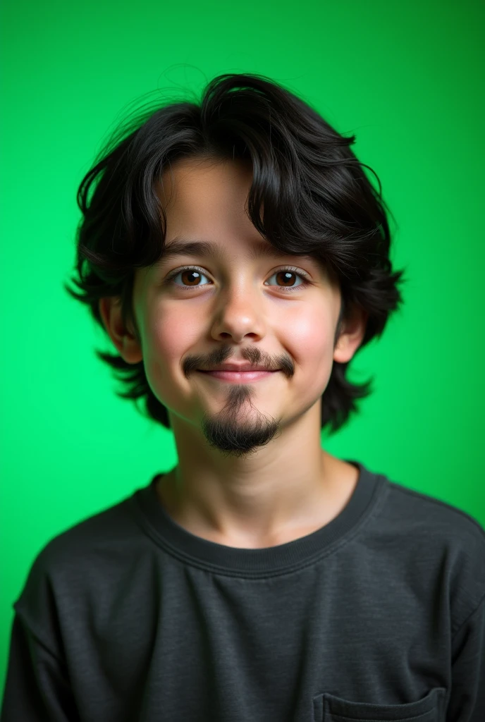 A 1 boy with Little beared and hair both in bleack color and face color is light. Wearing modern outfit. Image must be realistic boy . Background in in green screen. Stand in straight position and whole face is clearly visible.only upper body . Standing straight like to tell something.