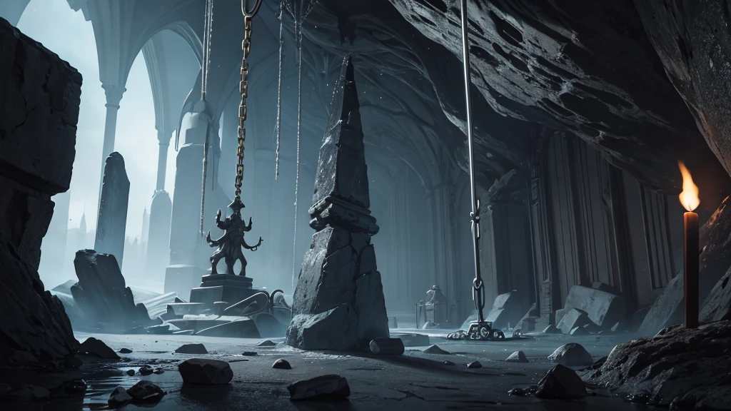 unmanned，dark，Stone Carving，Spells，cave，Sacrifice，chain