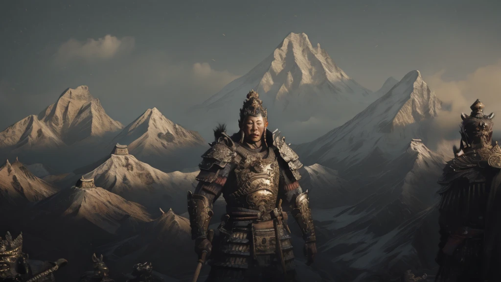 Black Myth: Wukong stands on the rolling mountains and looks at a huge Buddha statue in the distance