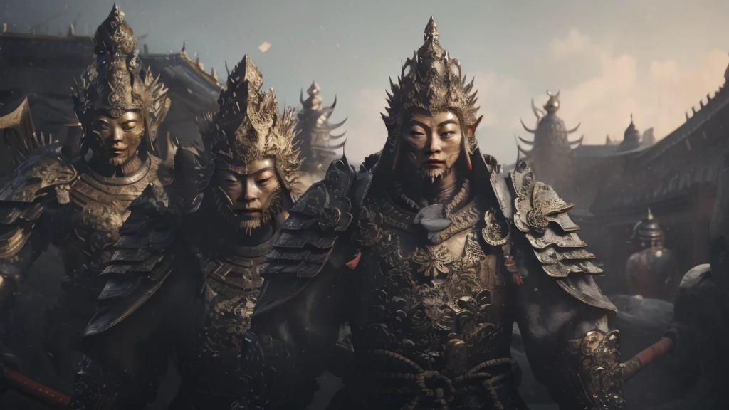 the black myth wukong standed ahead the huge majestic buddha statue