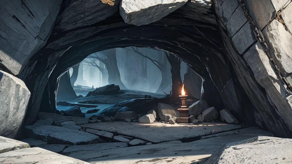 unmanned,dark,Stone Carving,Spells,cave,Sacrifice,chain