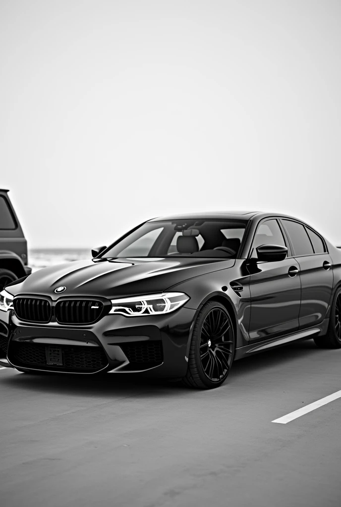 Bmw m5 with Mercedes g wagon black wallpaper  side view