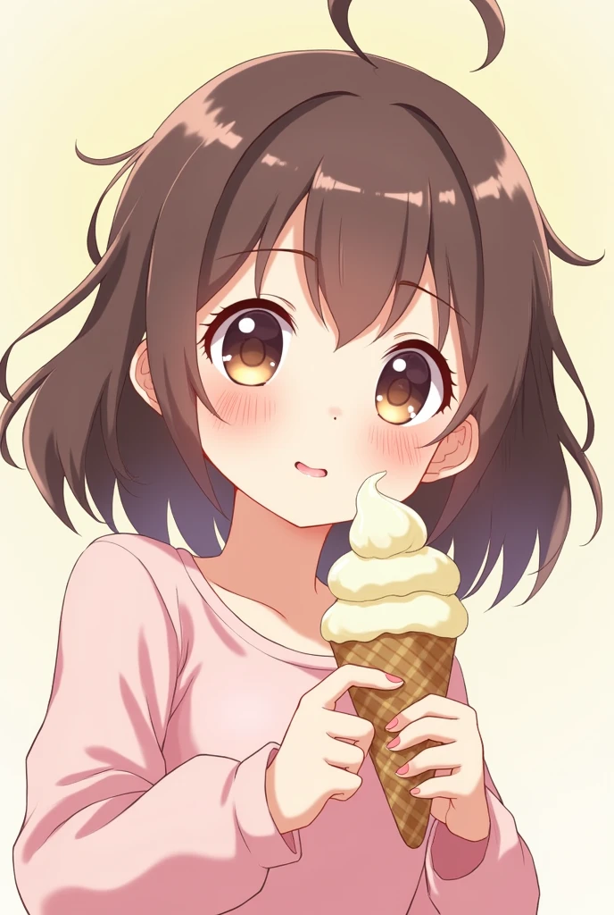 Minor anime girl with a vanilla ice cream spread on his face