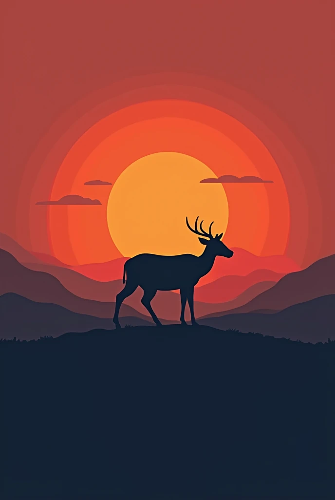 Simple animal silhouette sunset gradient T-shirt
