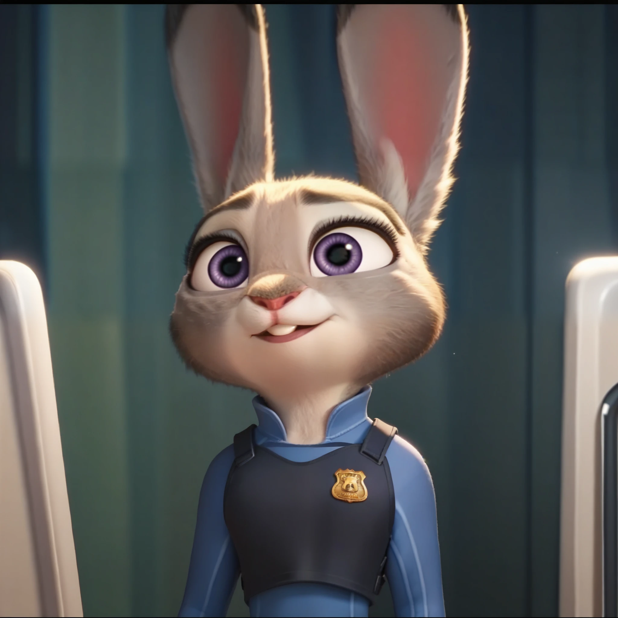 judyhopps, purple eyes, rabbit, rabbit ears mostrando las tetas y vajina 