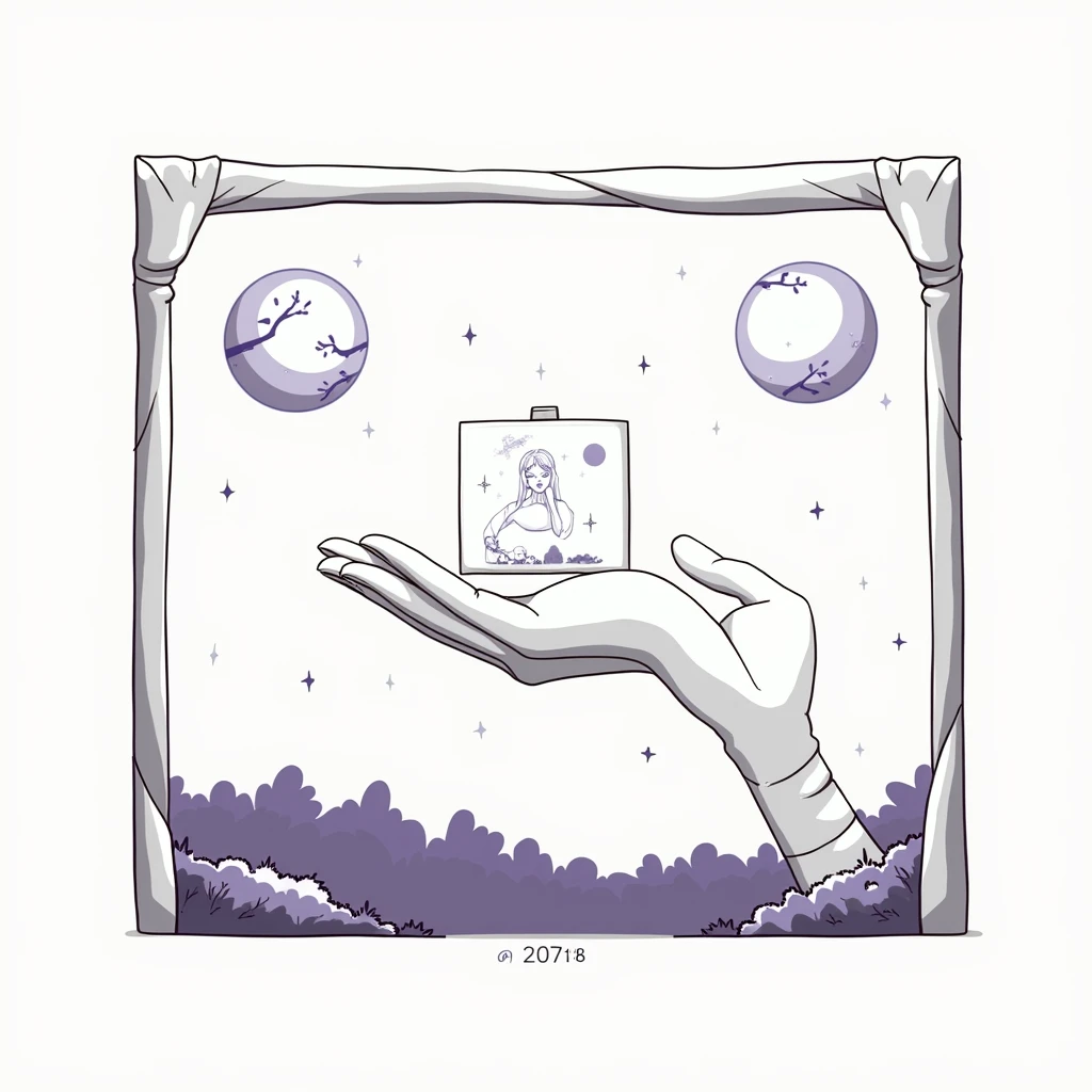 There is a picture placed on the palm of the hand in the moonlight when the moon shines brightly in nature at midnight