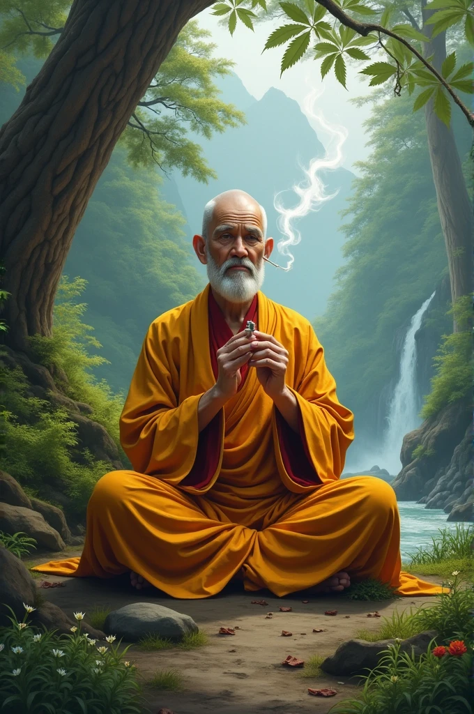 monk smoking weed