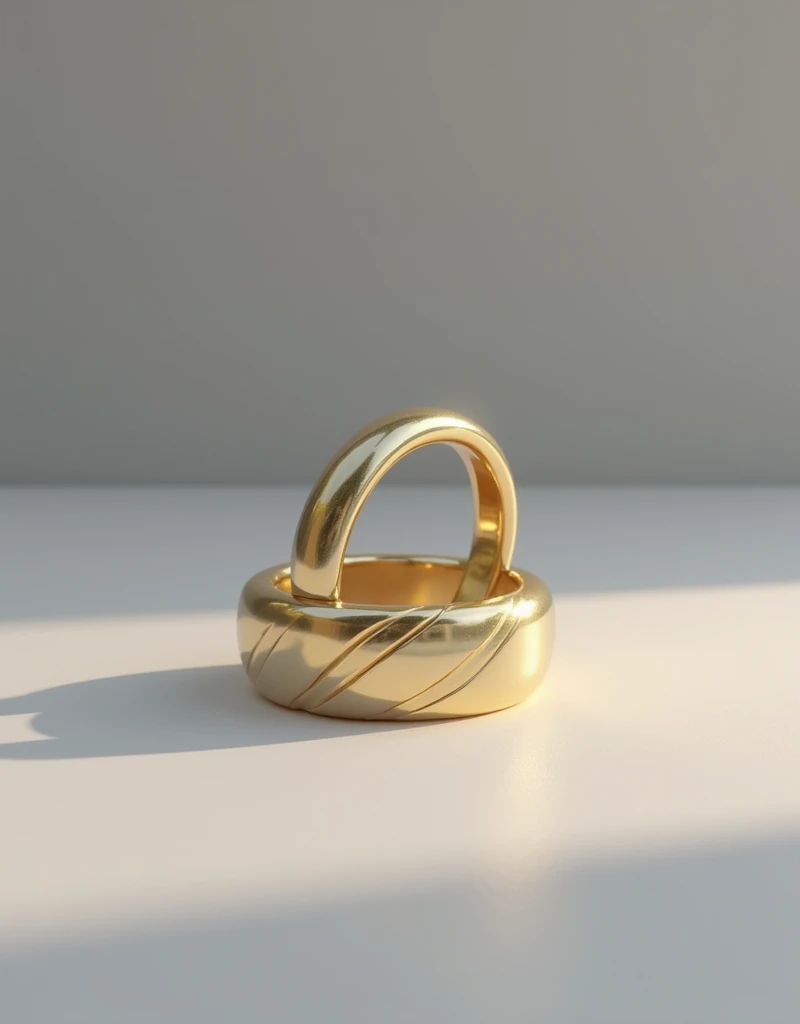 Gold ring with simple gray background