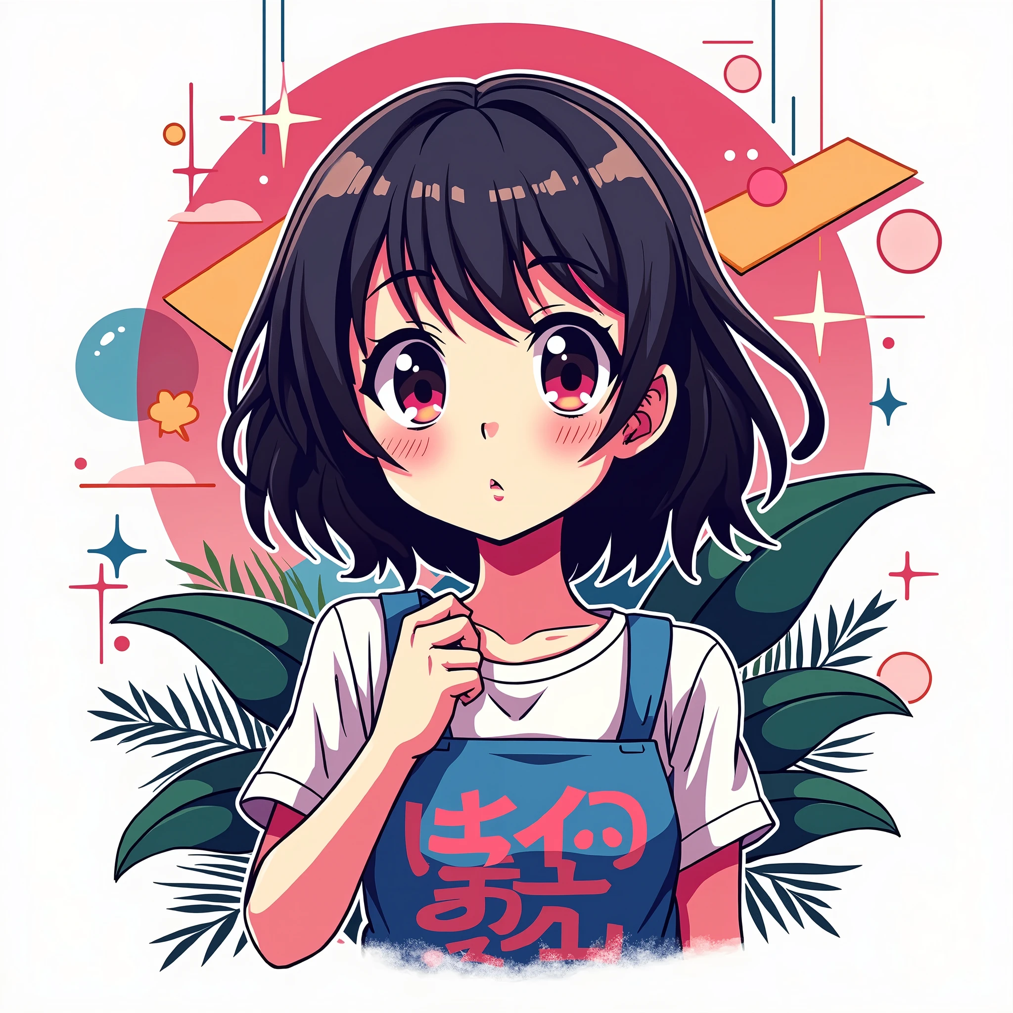 a shirt print, anime themed