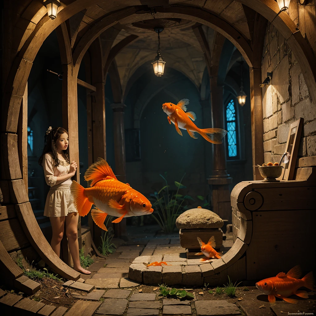 Illustration for the fairy tale about the goldfish
