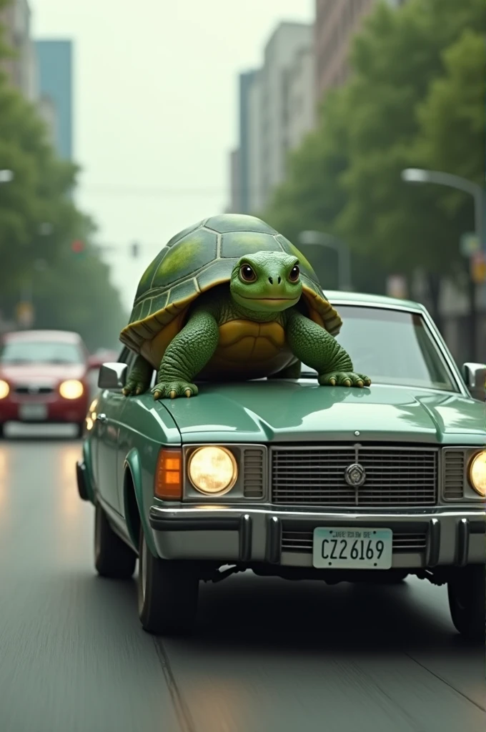 Turtle is on car