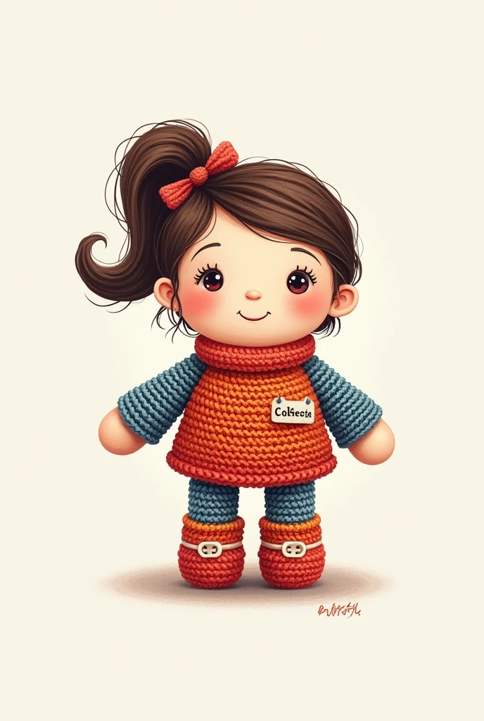 Logo for a knitted doll business called crochetisssimo by lettizze