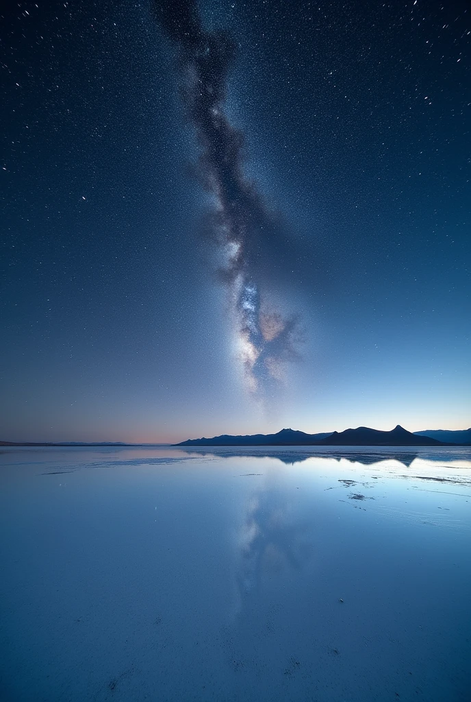 ((masterpiece, best quality, Highest image quality, high resolution, Reality, RAW photos, 8K)), ((Extremely detailed CG unified 8k wallpaper)), The starry sky reflected in the Uyuni Salt Flats,