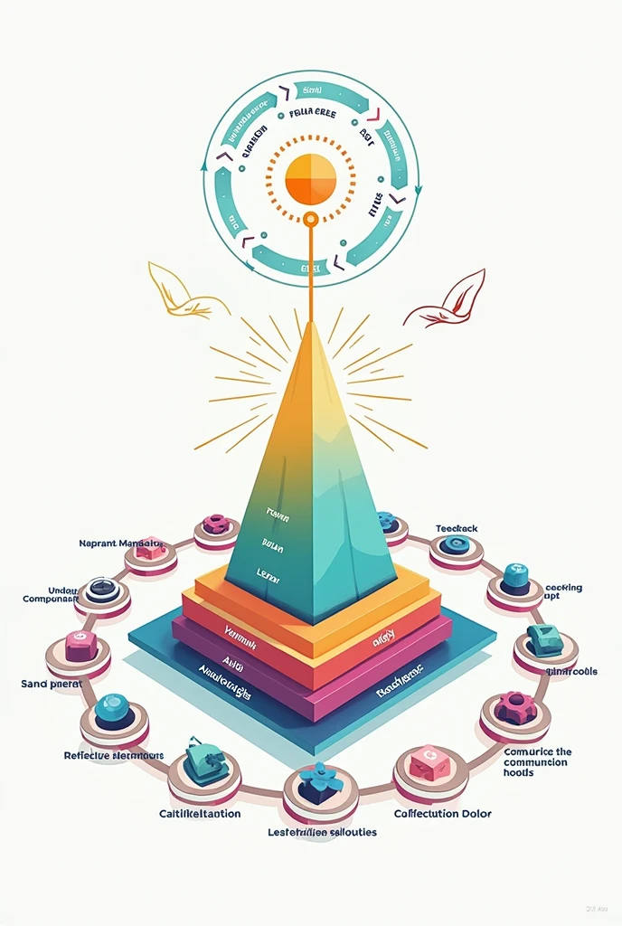 To illustrate the Harmony Prism Communication Model, you can create a simple and colorful diagram that represents each part of the model. Here’s how you can visualize it:
1. Start with a Prism Shape:
Draw a prism (a 3D triangle shape) in the center of the page. The prism represents the idea that communication can take on different forms and be seen from multiple perspectives.
2. Base of the Prism – Shared Values:
At the base of the prism, label it "Shared Values". This is the foundation, showing that everything starts with common beliefs and understanding.
3. Sides of the Prism – The Core Steps:
Side 1: Emotion Boost
Draw one side of the prism and label it "Emotion Boost". Add a small icon, like a heart or smiley face, to represent positive emotions.
Side 2: Metaphors
On another side, label it "Metaphors". You could add a cloud or light bulb icon to symbolize creative thinking.
Side 3: Parallel Storytelling
On the third side, write "Storytelling" with a small book or storytelling icon, like an open book.
4. Surround the Prism with Sensory Elements:
Around the prism, draw icons representing different senses (like an ear for sound, an eye for sight, and a hand for touch) and label it "Engage the Senses".
5. Feedback Circle Around the Prism:
Surround the prism with a circle labeled "Feedback Mandala". Inside the circle, add different symbols representing various types of feedback (like a checkmark, a question mark, and a light bulb).
6. Reflective Echo at the Top:
At the top of the prism, draw a reflection or a mirrored surface and label it "Reflective Echo". This shows that after everything is done, people reflect on the conversation.
7. Use Colors:
Color each part of the prism differently to show how all the elements work together to create a “rainbow” of effective communication.
This visual can be drawn on paper or created digitally, and it helps show how the different parts of the Harmony Prism Communication Model come together to create a complete and engaging