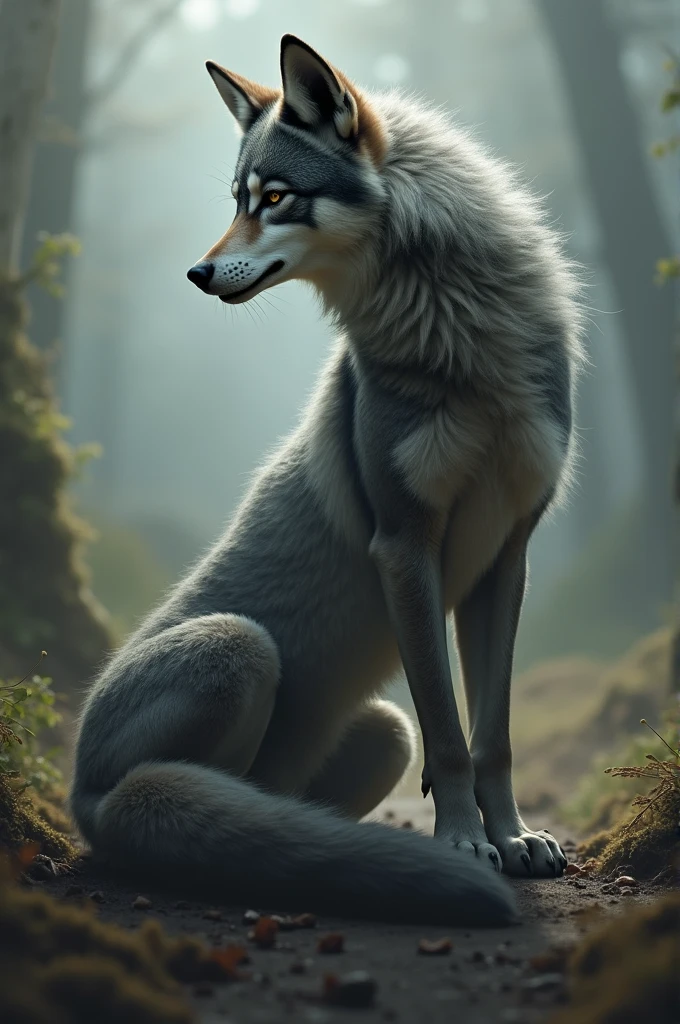 A furry wolf showing her butt 