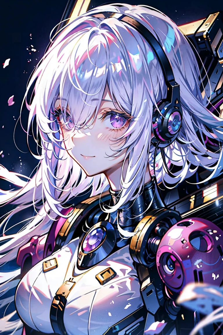 白色的hair,(best quality, Detailed background, high resolution, ridiculous, bloom, disheveled hair, shiny hair, exposed to light, High and cold, Focused and meticulous gaze),Holy girl,白色hair,Purple Eyes,Smile,1 girl with facial paralysis, earpiece, long hair, silver hair, What's the big deal_Chest, put your arms behind your back, daytime, Outdoor sports, Black Forest, water, Creek,
hair_decorate, (hair over one eye), whole body, portrait,