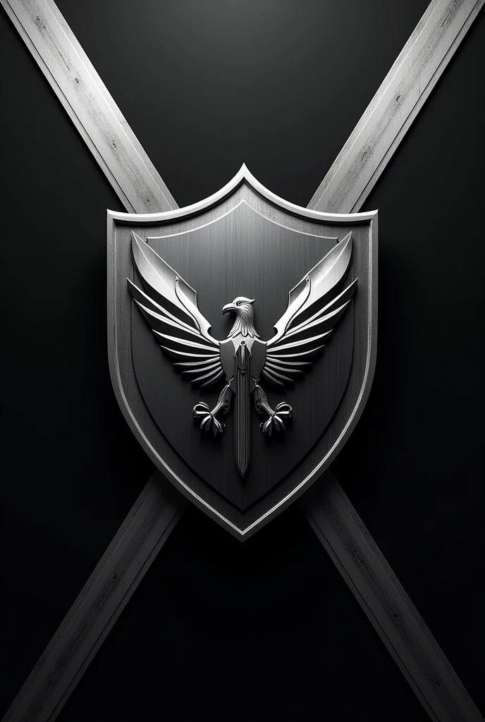 The flag has a powerful and imposing design, with the entire background in a deep, midnight black, symbolizing strength, authority, and the covert nature of military operations.
At the center of the flag is a bold, silver shield with a polished, metallic finish, symbolizing defense, protection, and resilience. The shield is adorned with a sharp, angular emblem of an eagle in flight, rendered in dark metallic gray, representing vigilance, power, and strategic dominance. The eagle's wings are spread wide, conveying readiness and control, while its talons clutch a sword, symbolizing both offensive and defensive capabilities.
Surrounding the shield are four sleek, diagonal lines in a dark, matte silver, converging towards the center from each corner of the flag. These lines represent precision, discipline, and the strategic coordination of forces.
The overall design is striking and authoritative, capturing the essence of a private military and defense company dedicated to security and operational excellence.
2/2