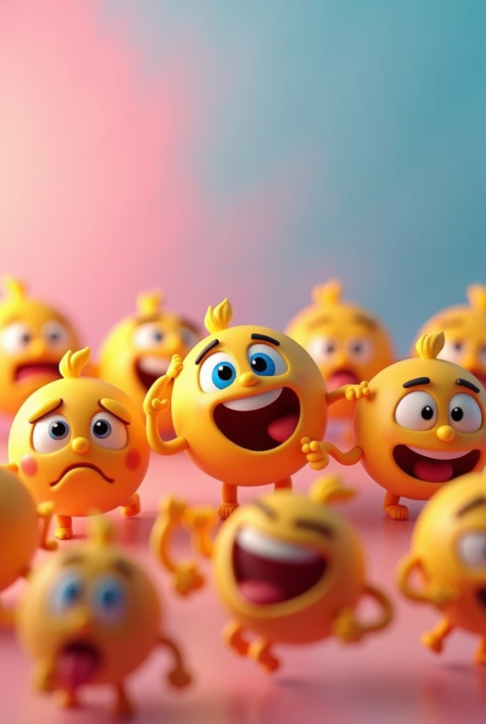 3D cartoon style，Emoji Style HD，Multiple expressions，Gradient background